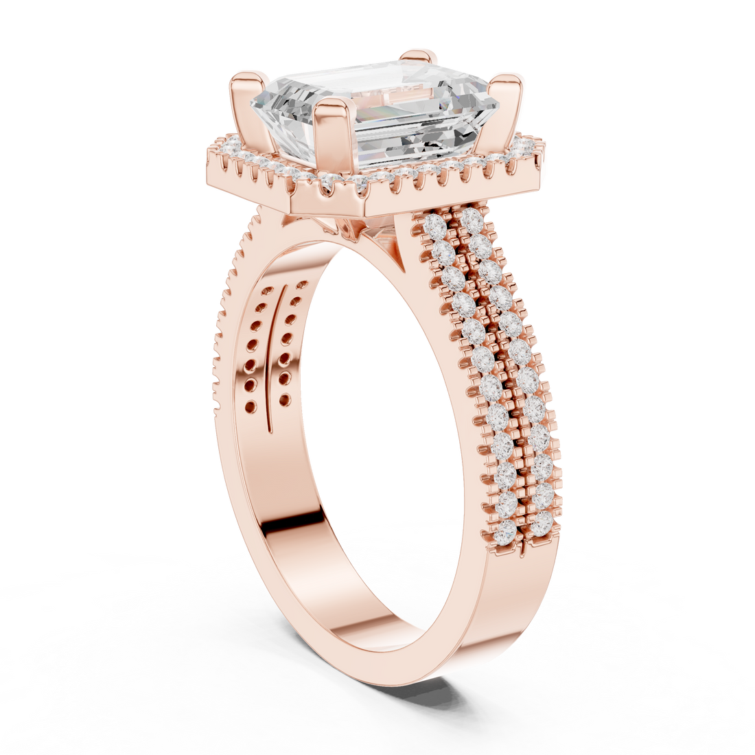 DDLR-341 - Halo Emerald Ring - White Gold