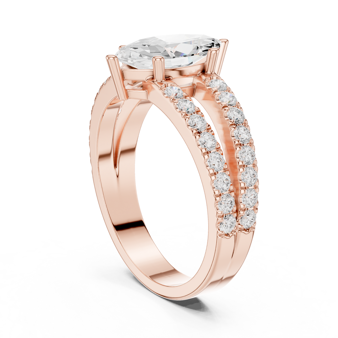 DDLR-1102 - Split Shank Marquise Ring - White Gold