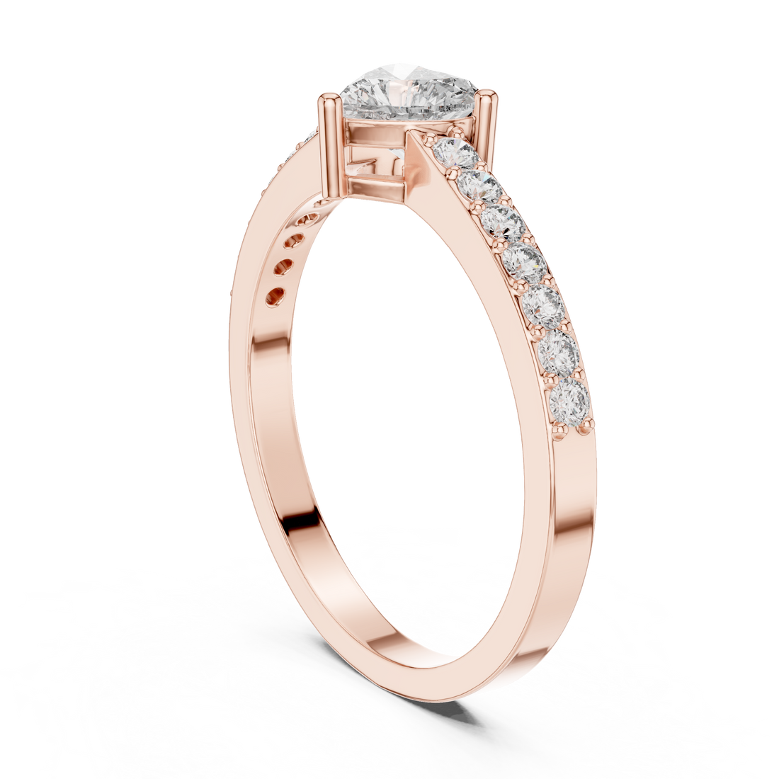 ABR-31 - Solitaire Heart Ring - White Gold