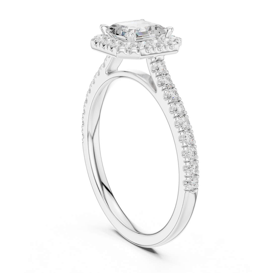 DYOR-113-AC - Halo Asscher Ring - White Gold