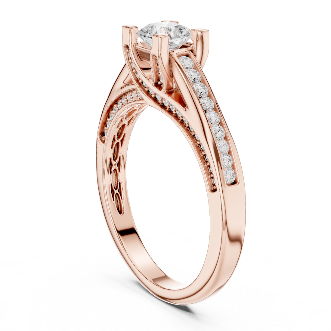 LR-0284 - Vintage Princess Ring - White Gold