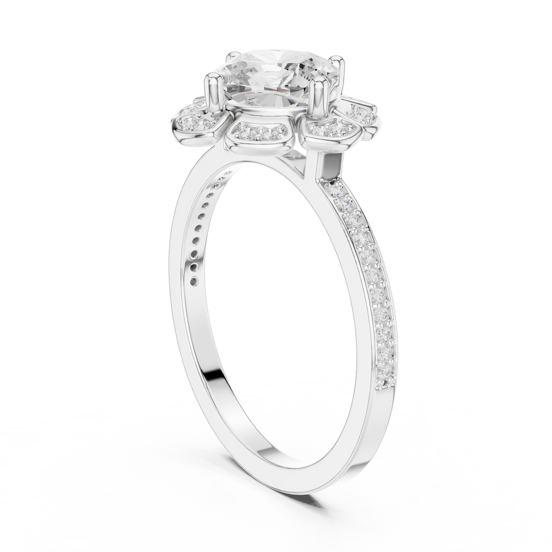 DDLR-363 - Halo Cushion Ring - White Gold