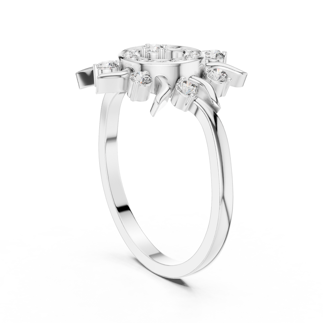 DR-6294 - Fashion Round Ring - White Gold