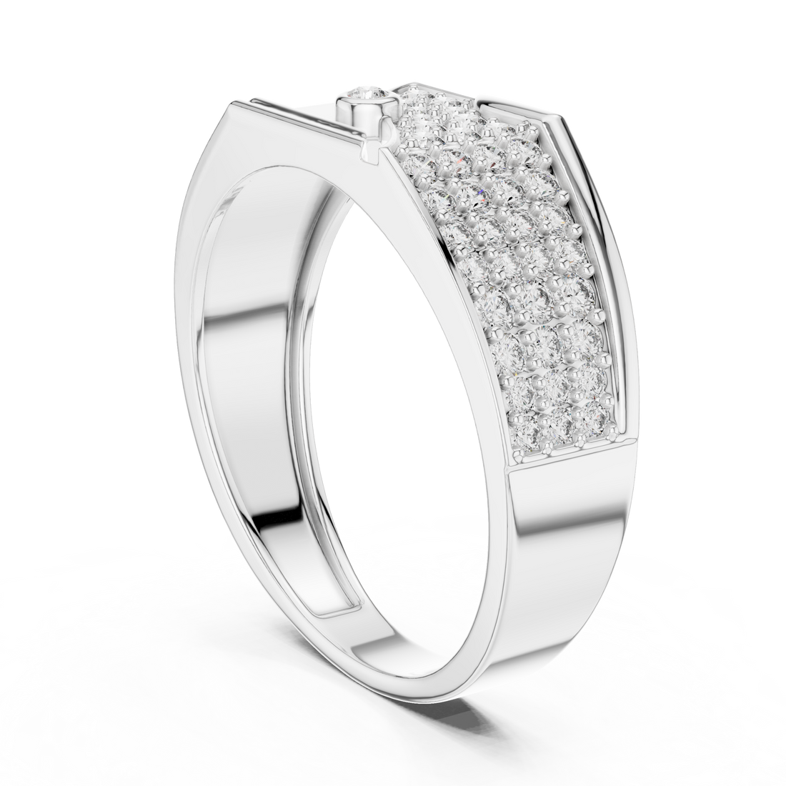 LR-01 (27) - Fashion Round Ring - White Gold