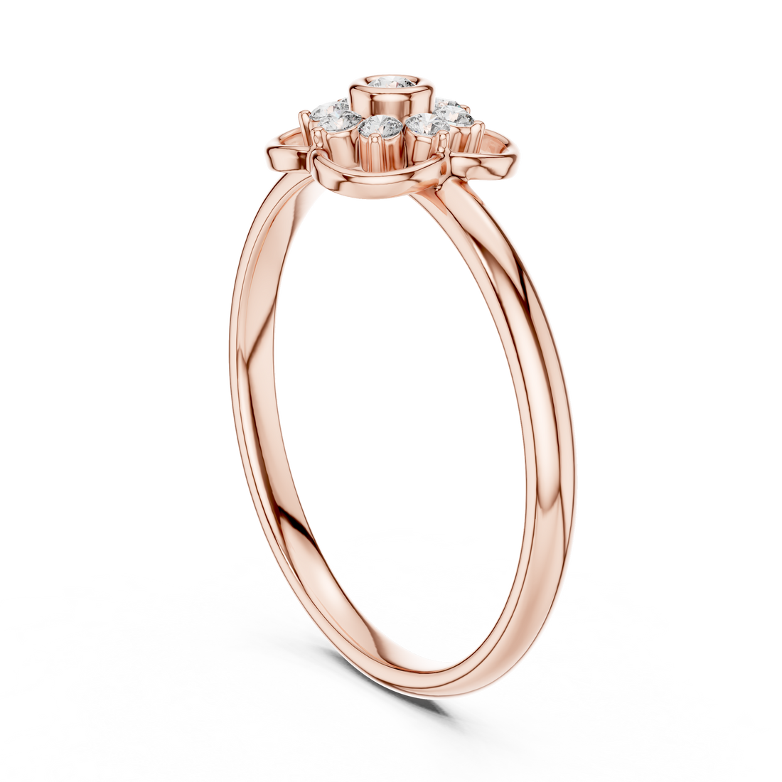 1 (405) - Fashion Round Ring - White Gold