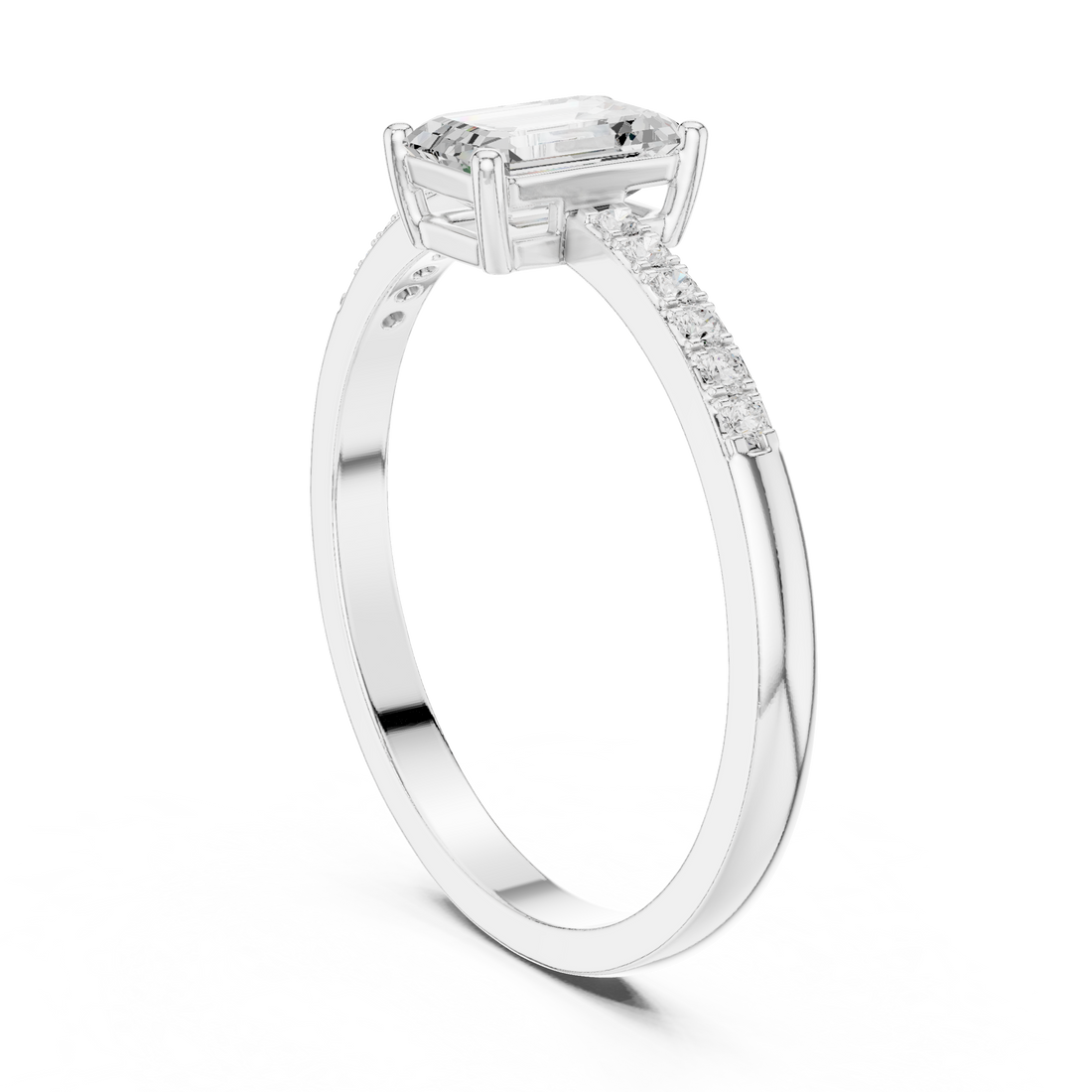 HLR-257 - Fashion Emerald Ring - White Gold