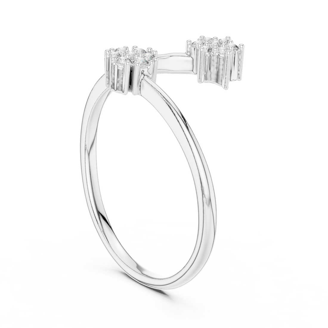 12#10051@L - Fashion Round Ring - White Gold