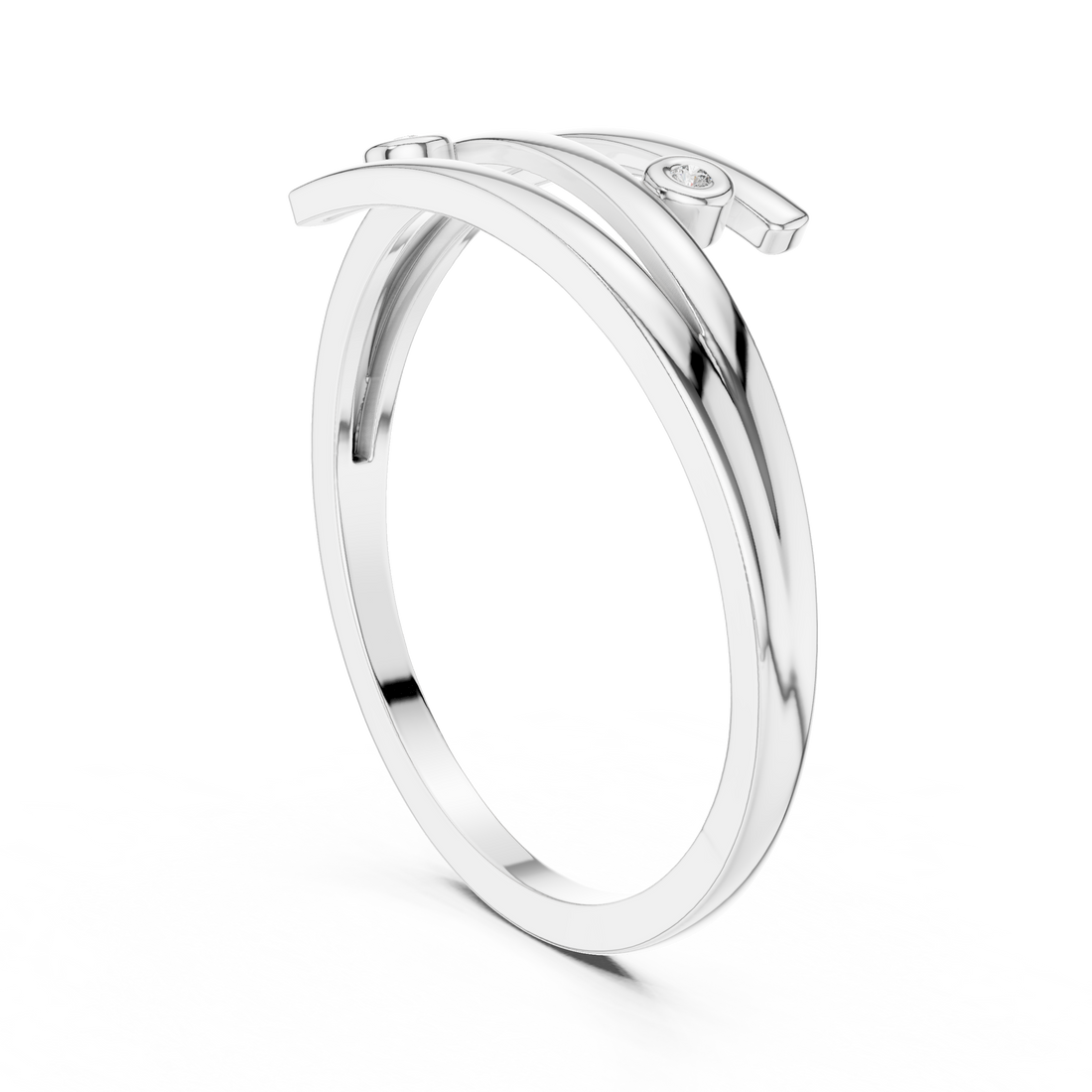 DR-5586 - Bypass Round Ring - White Gold