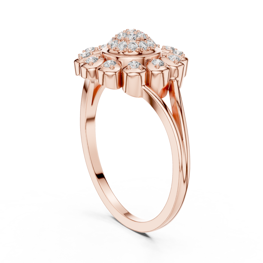 DR-6295 - Fashion Round Ring - White Gold