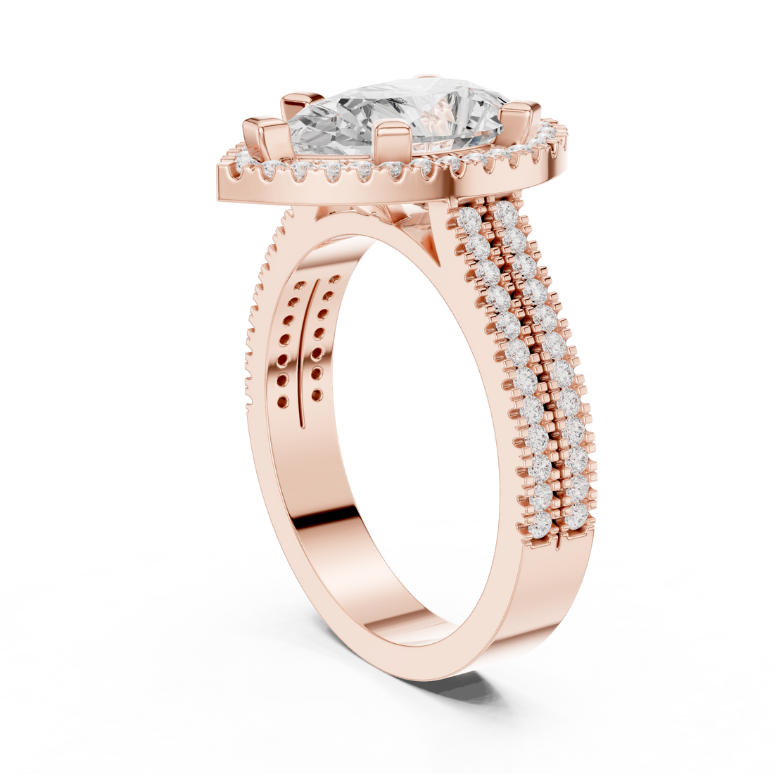 DDLR-341 PE - Halo Pear Ring - White Gold