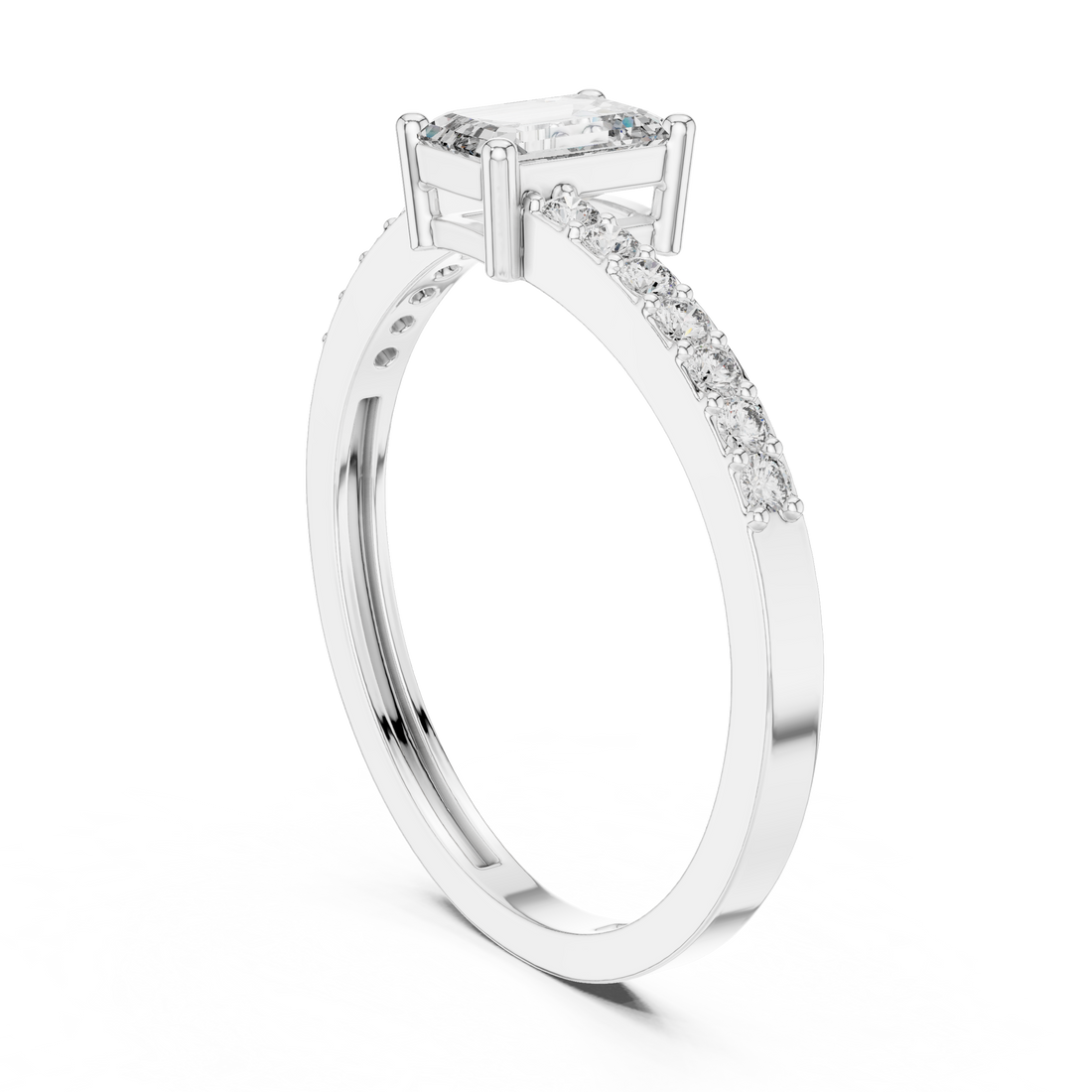 ALR-137 - Solitaire Emerald Ring - White Gold