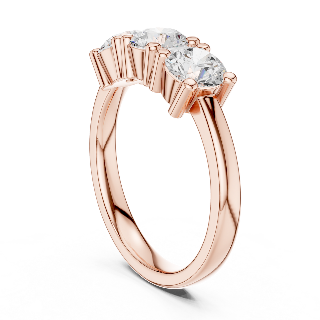 DDLR-611 - Three Stone Round Ring - White Gold