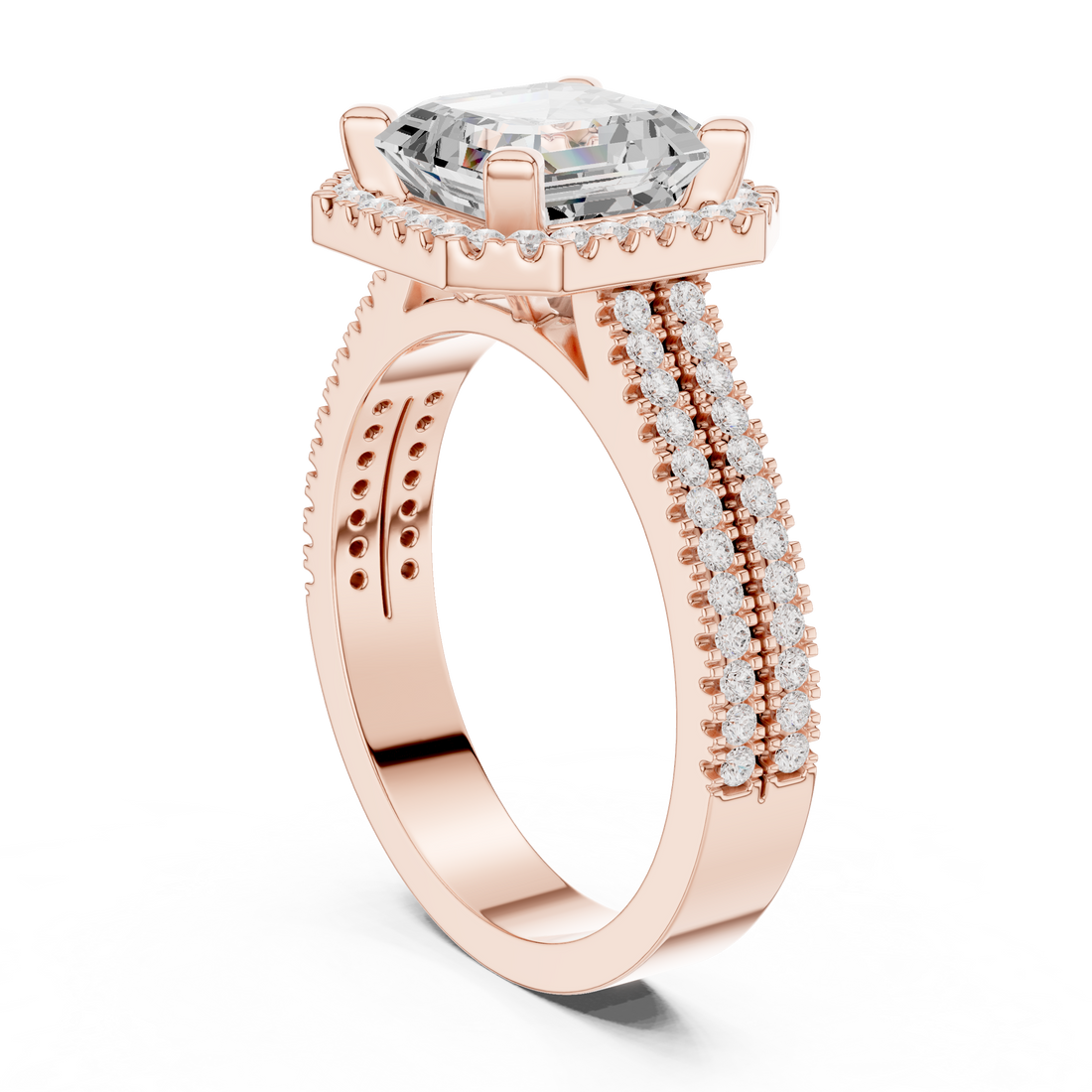 DDLR-341 AC - Halo Asscher Ring - White Gold