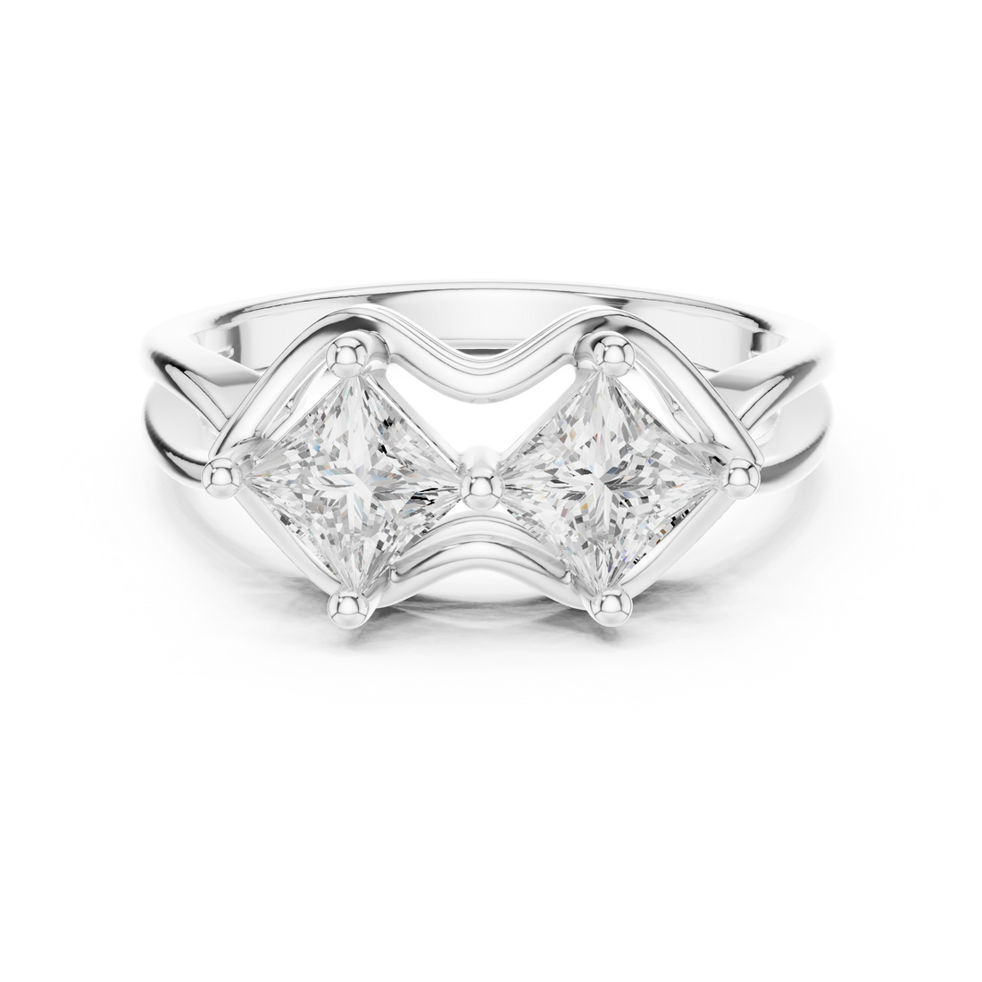 Bypass Ring - Princess | DDLR-516 - Rose Gold