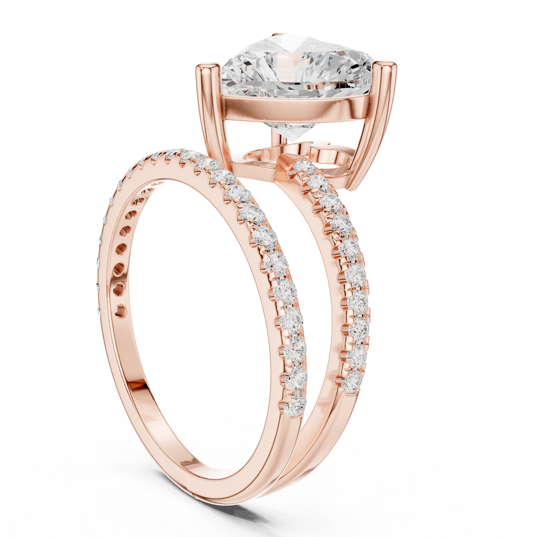 39 HR - Split Shank Heart Ring - White Gold