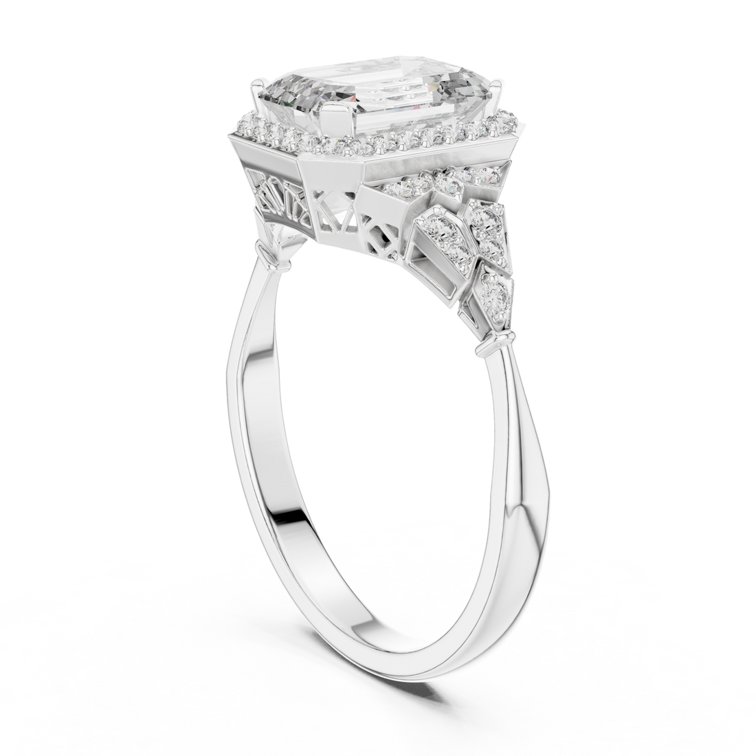 00001L (38) - Fashion Emerald Ring - White Gold