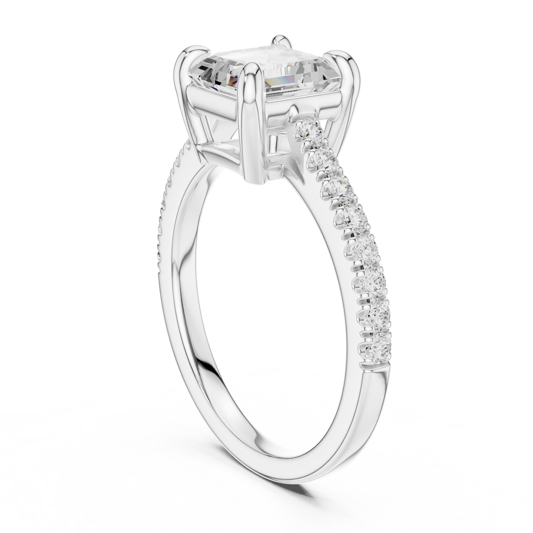 DDLR-875 - Solitaire Asscher Ring - White Gold