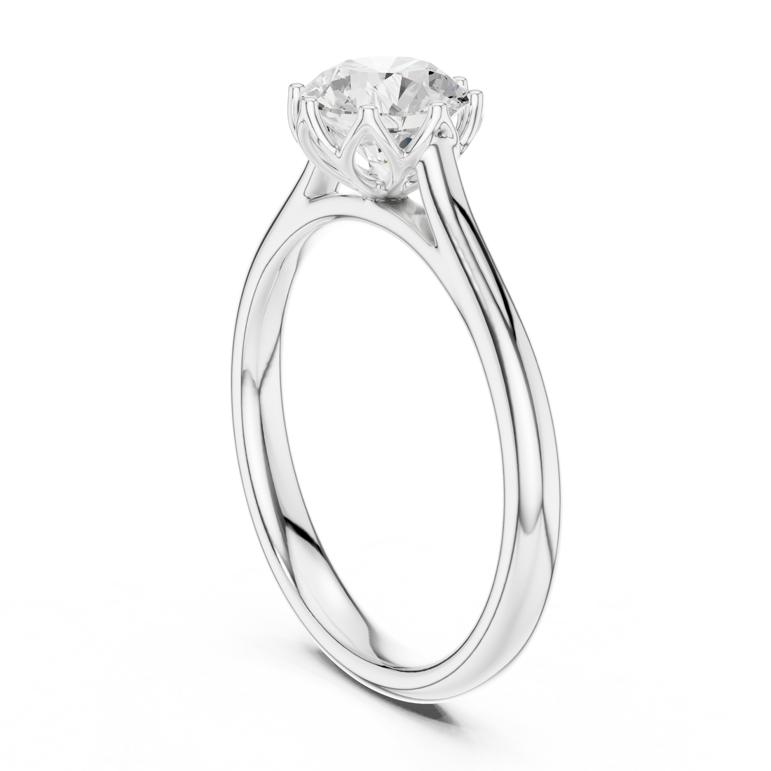 DDLR-648 - Solitaire Round Ring - White Gold
