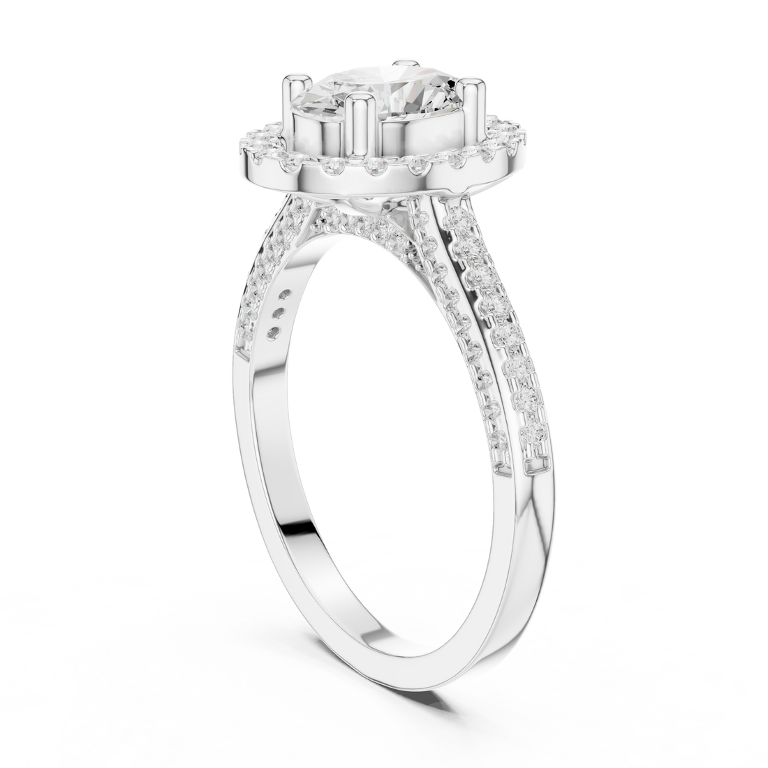DDLR-415 - Halo Oval Ring - White Gold