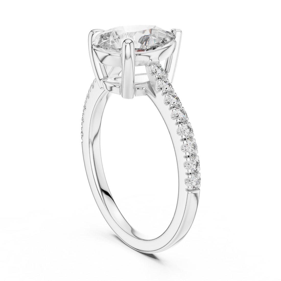 DDLR-039 - Solitaire Pear Ring - White Gold