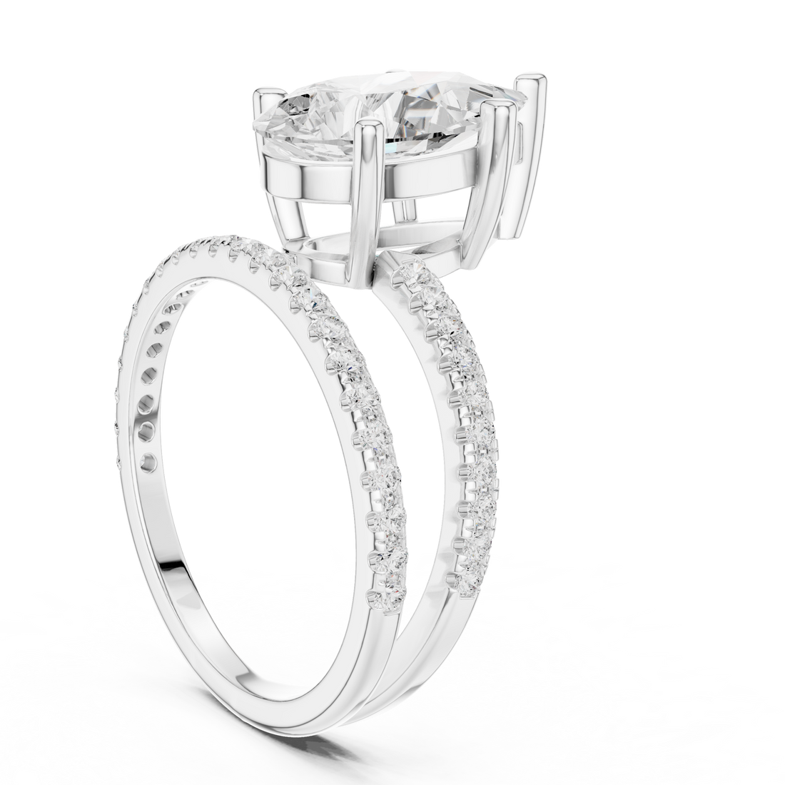 39 PE - Bypass Pear Ring - White Gold