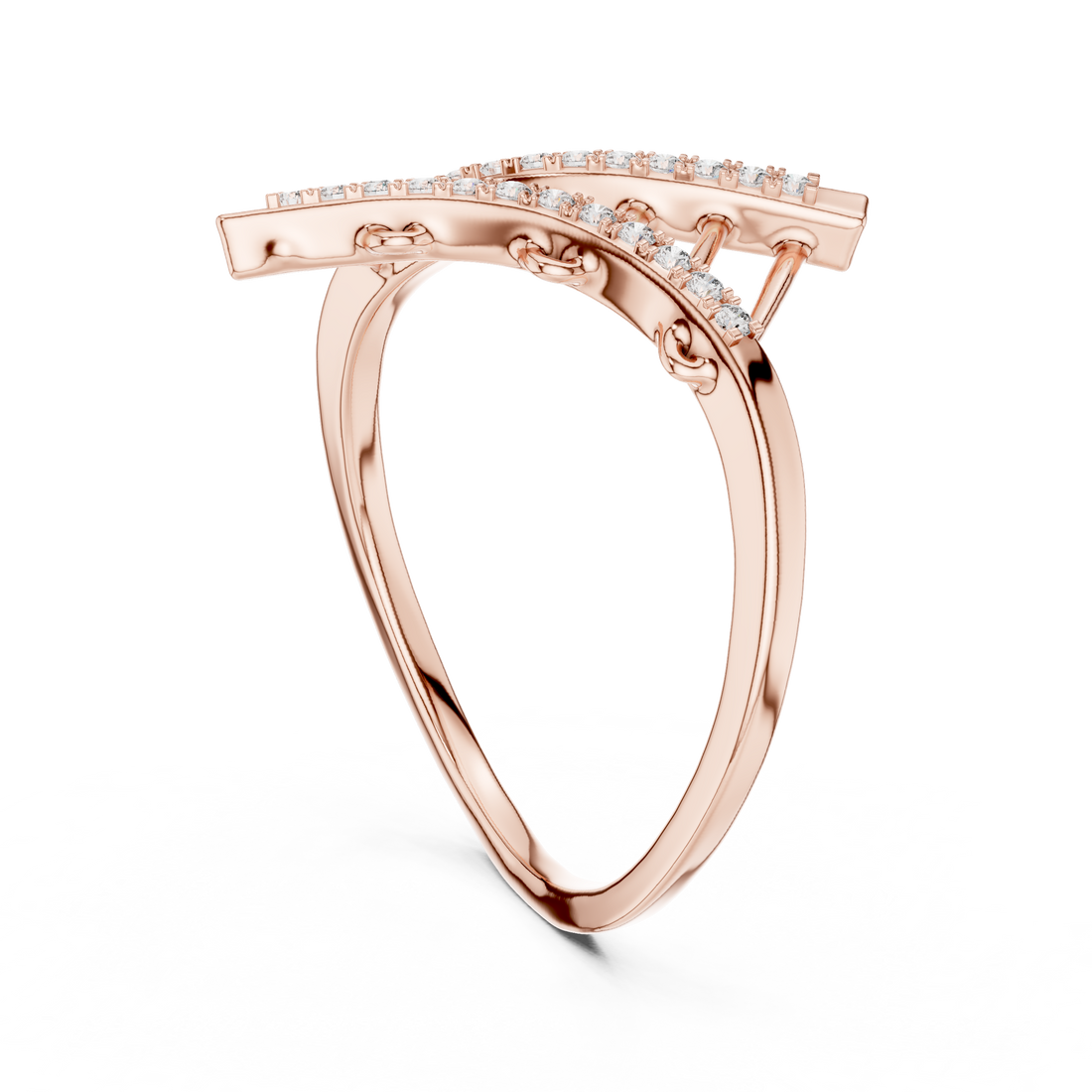 12#10042@L - Fashion None Ring - White Gold