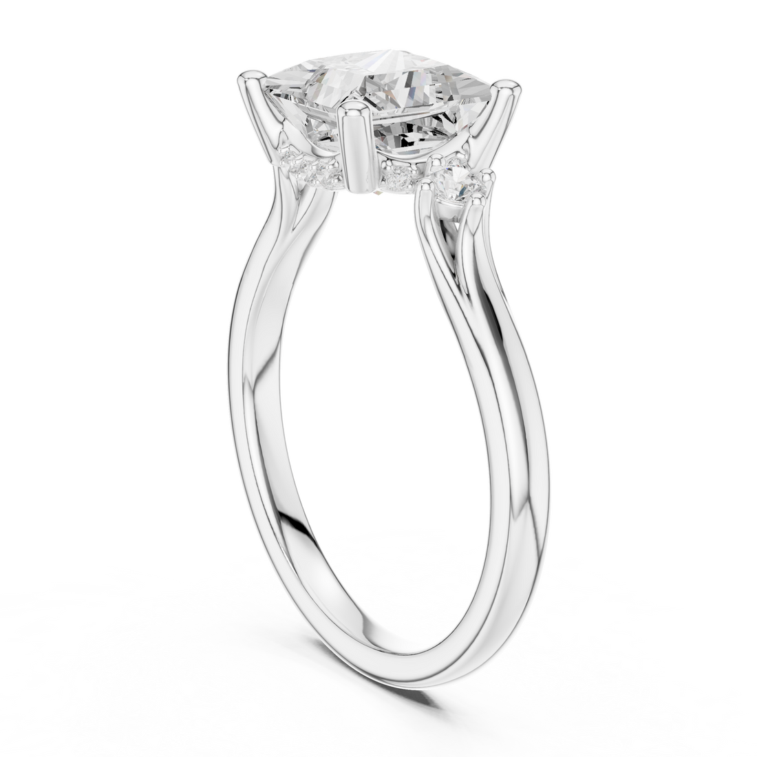 DDLR-973 - Three Stone Princess Ring - White Gold