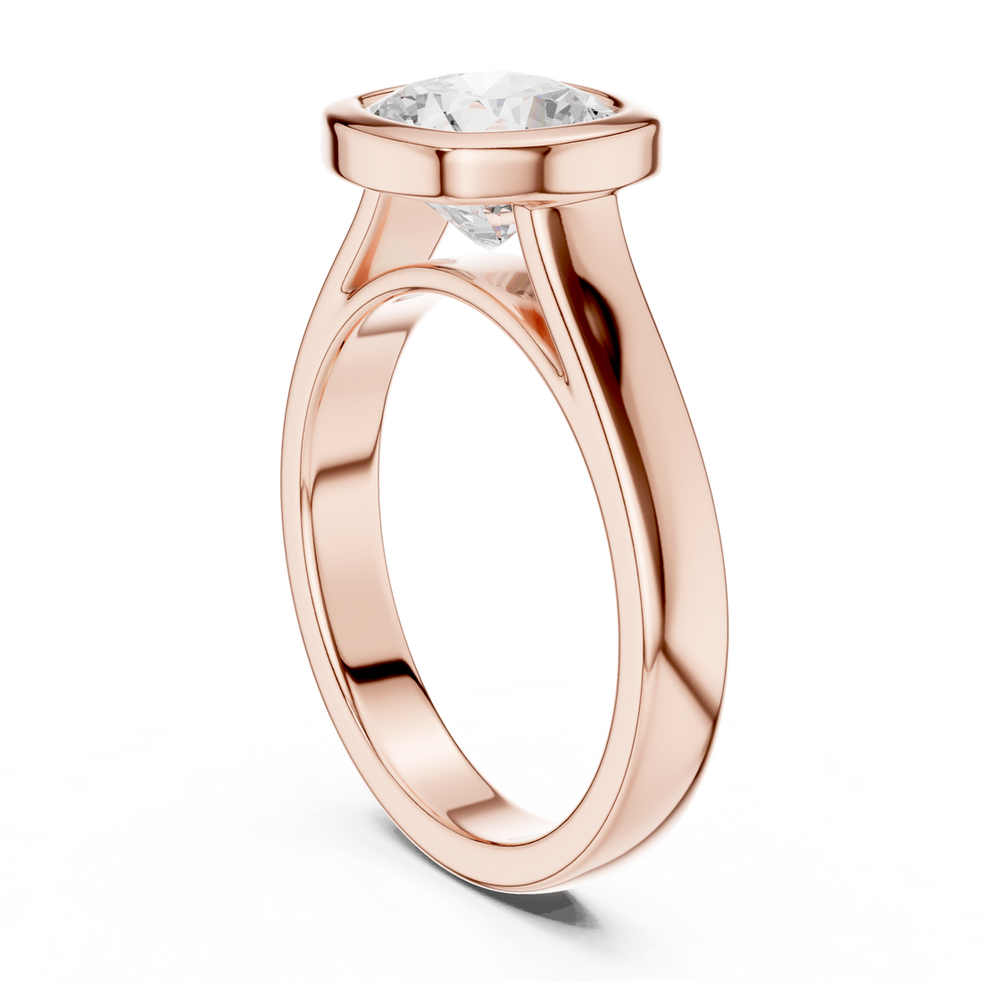 DDLR-092-CU - Solitaire Cushion Ring - White Gold