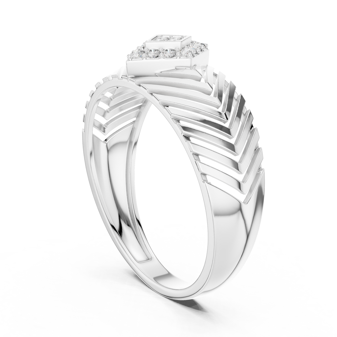 LR-01 (23) - Fashion Round Ring - White Gold