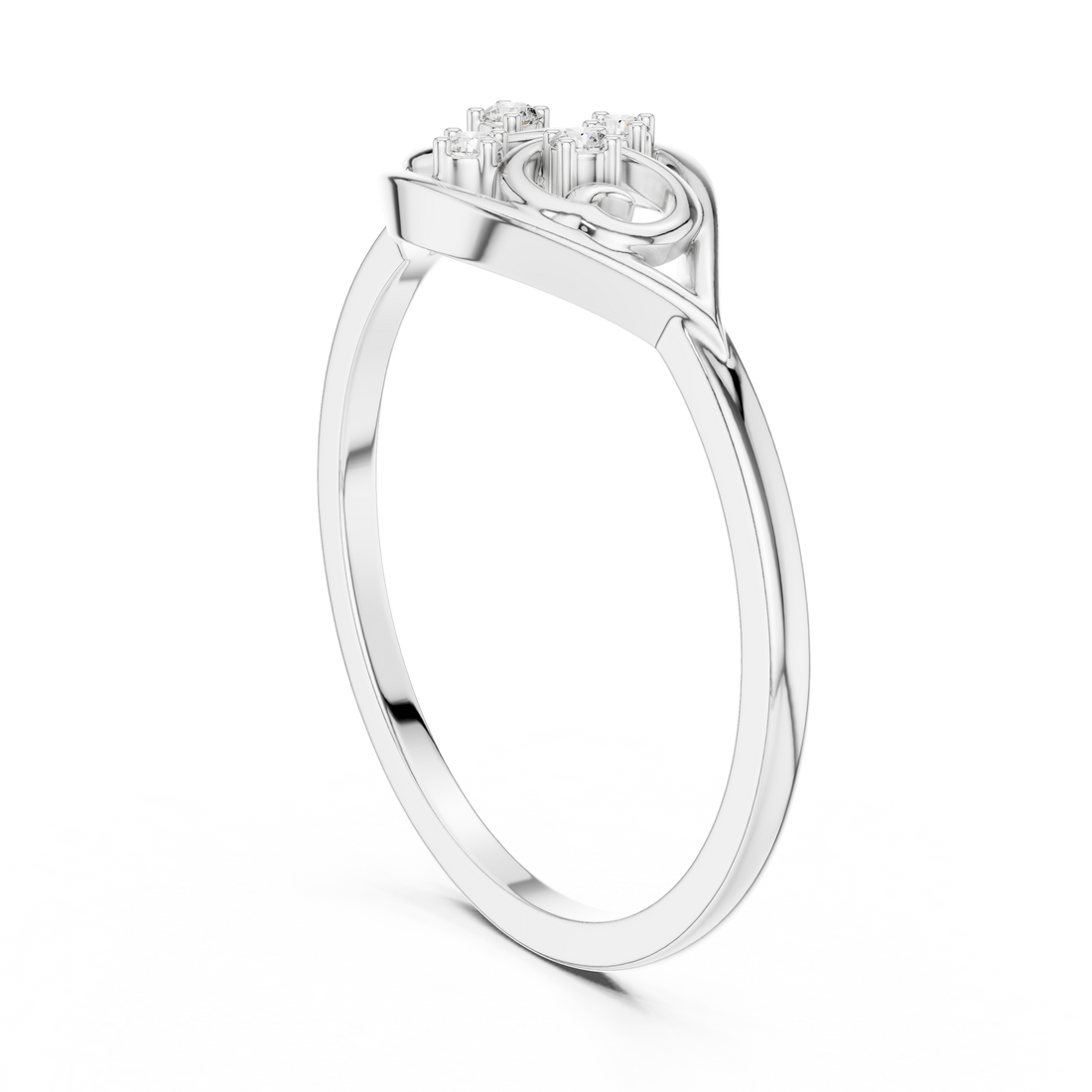 DR-6276 - Fashion Round Ring - White Gold