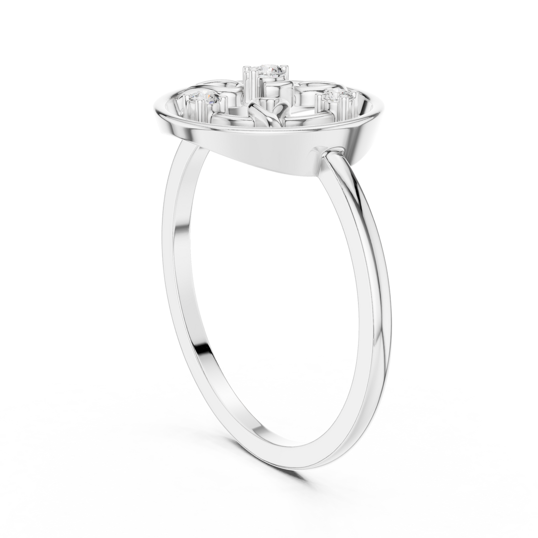 DR-6248 - Fashion Round Ring - White Gold