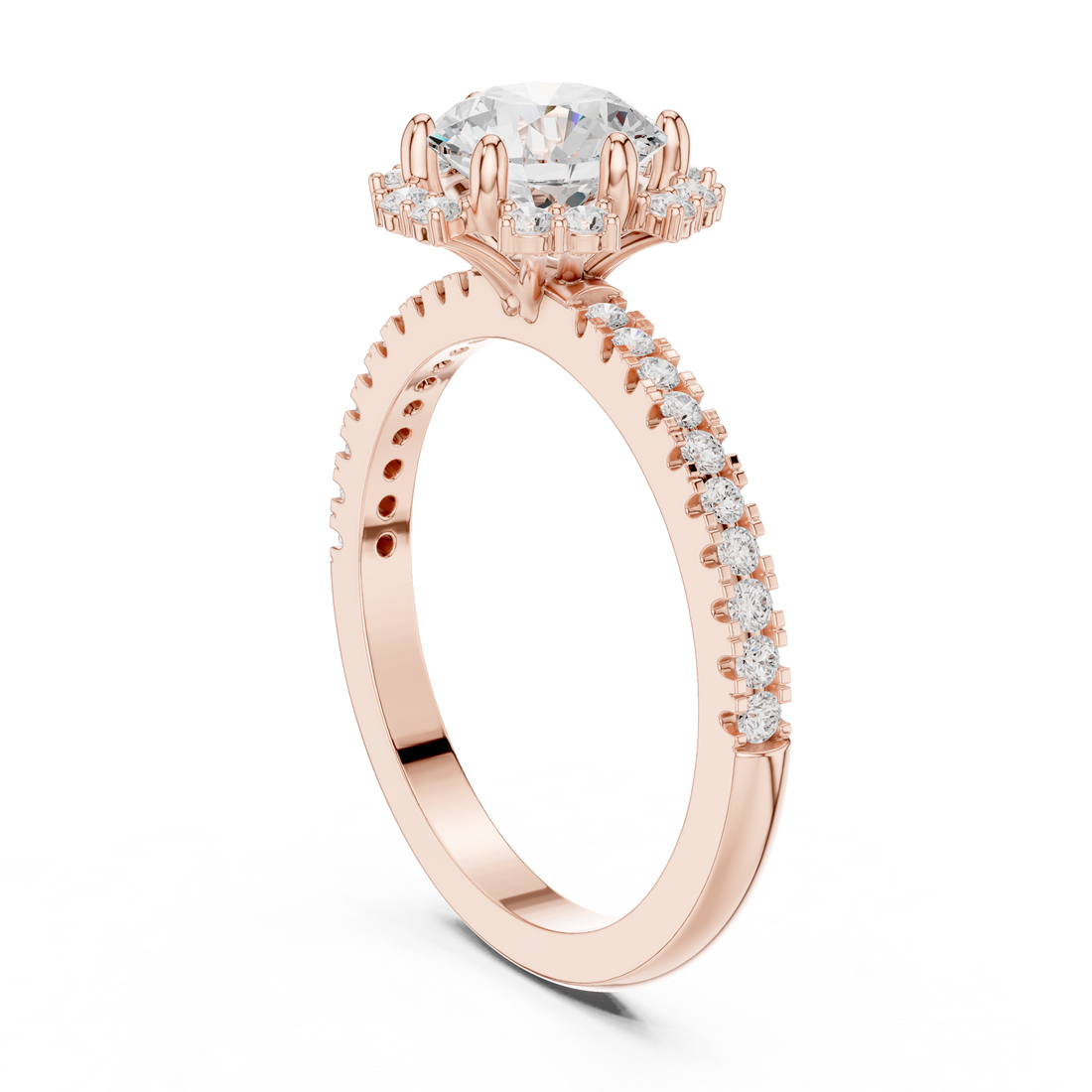 DDLR-324 - Halo Round Ring - White Gold