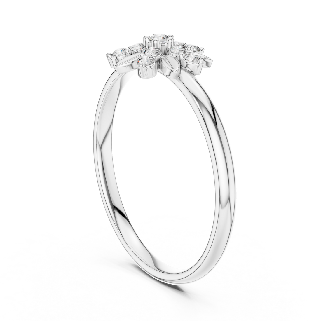 1 (382) - Fashion Round Ring - White Gold