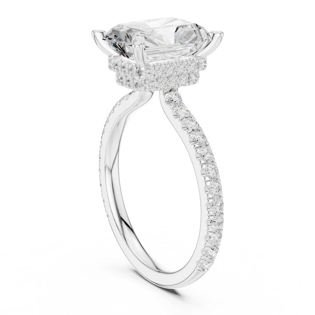 DDLR-1019 - Solitaire Radiant Ring - White Gold