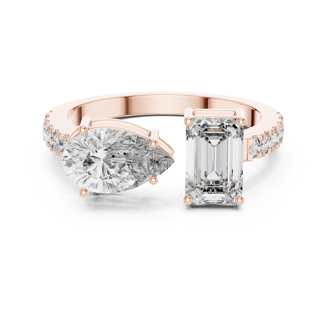 Bypass Ring - Mixed | LR-0055 - Rose Gold