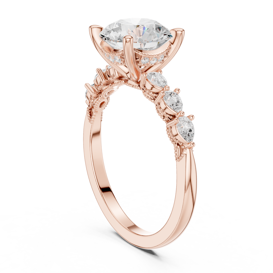 DDLR-1008 - Vintage Round Ring - White Gold