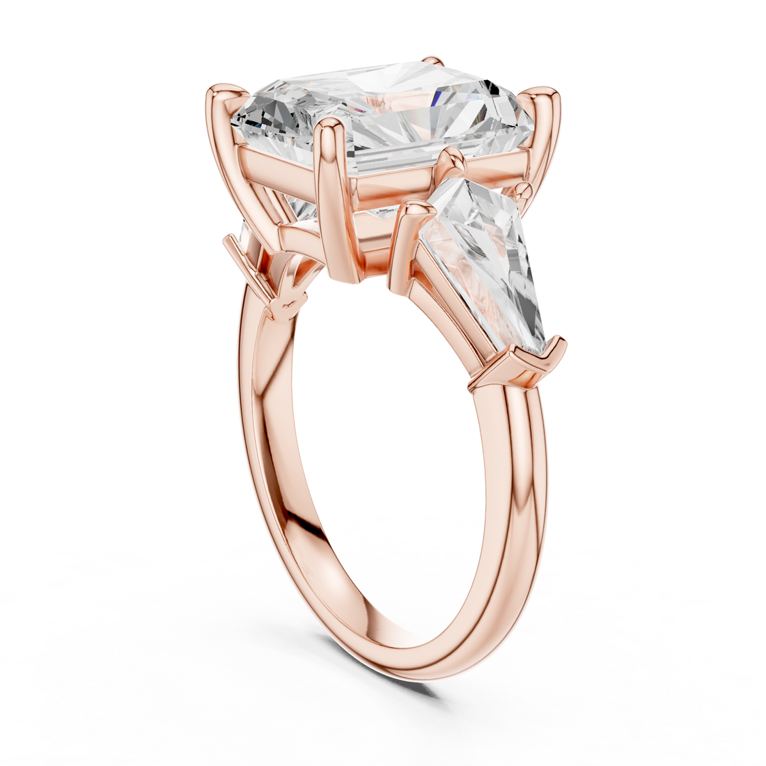 DDLR-1049 - Three Stone Radiant Ring - White Gold