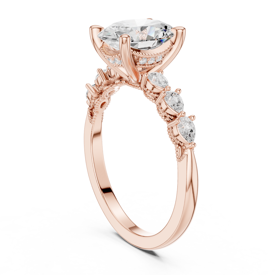 DDLR-1005 - Vintage Oval Ring - White Gold