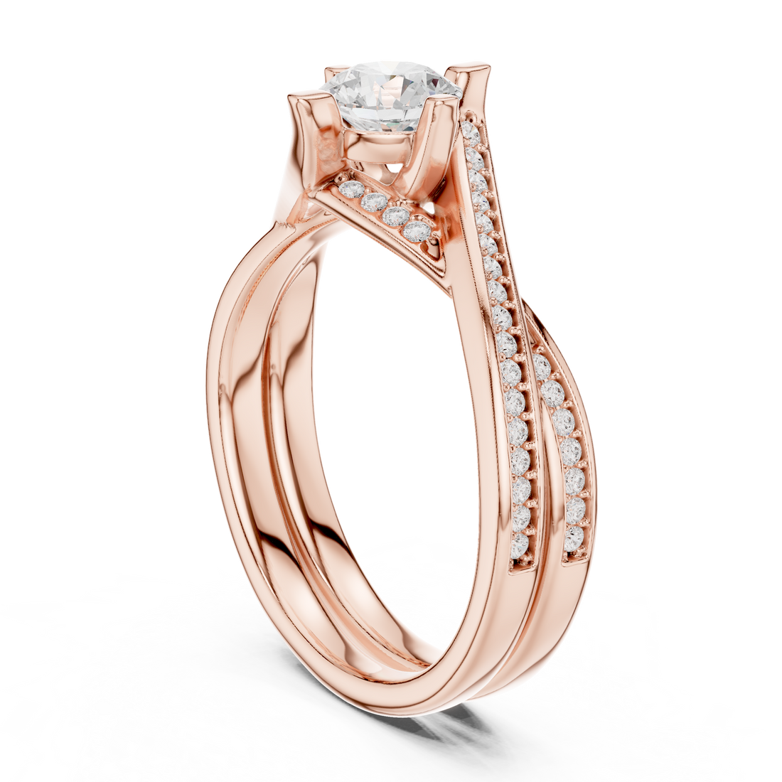 LR-0299 - Bypass Round Ring - White Gold