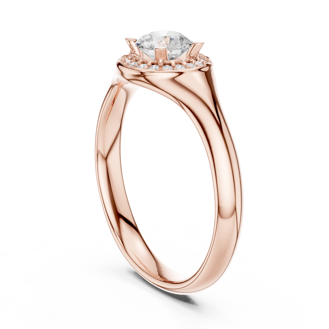 LR-0214 - Halo Round Ring - White Gold