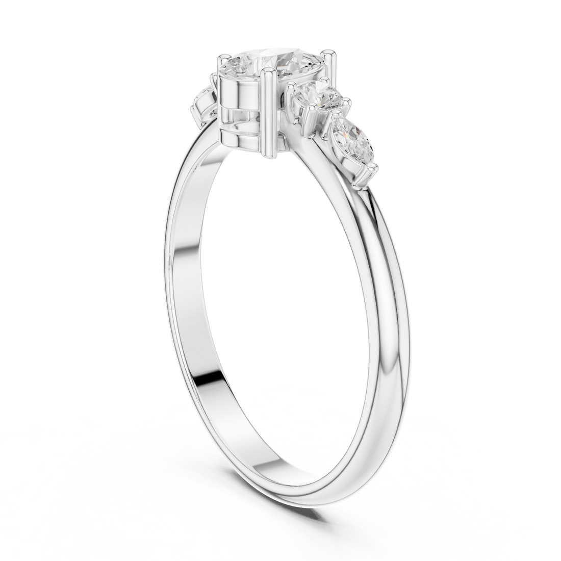 HLR-91 - Fashion Pear Ring - White Gold