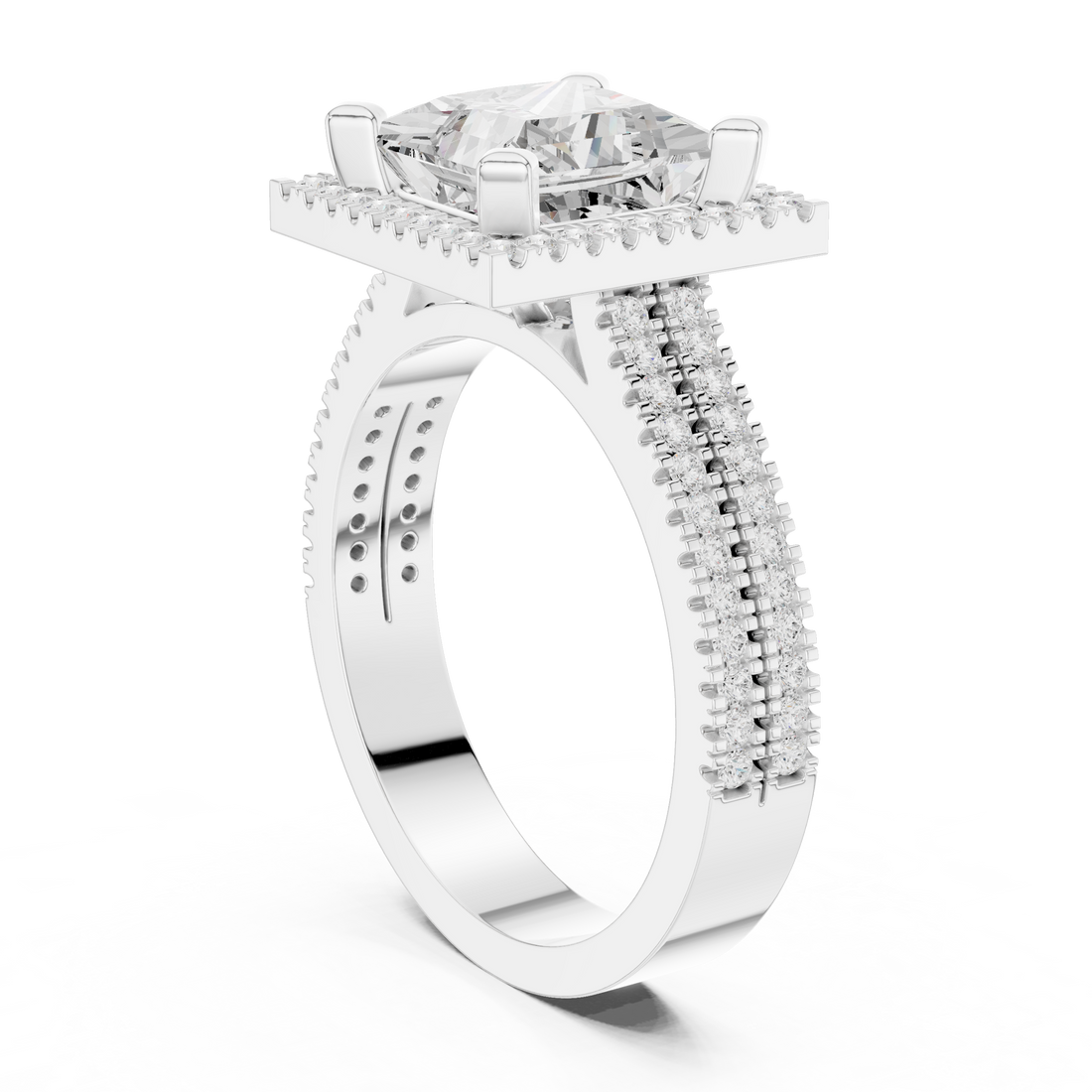 DDLR-341 PRI - Halo Princess Ring - White Gold