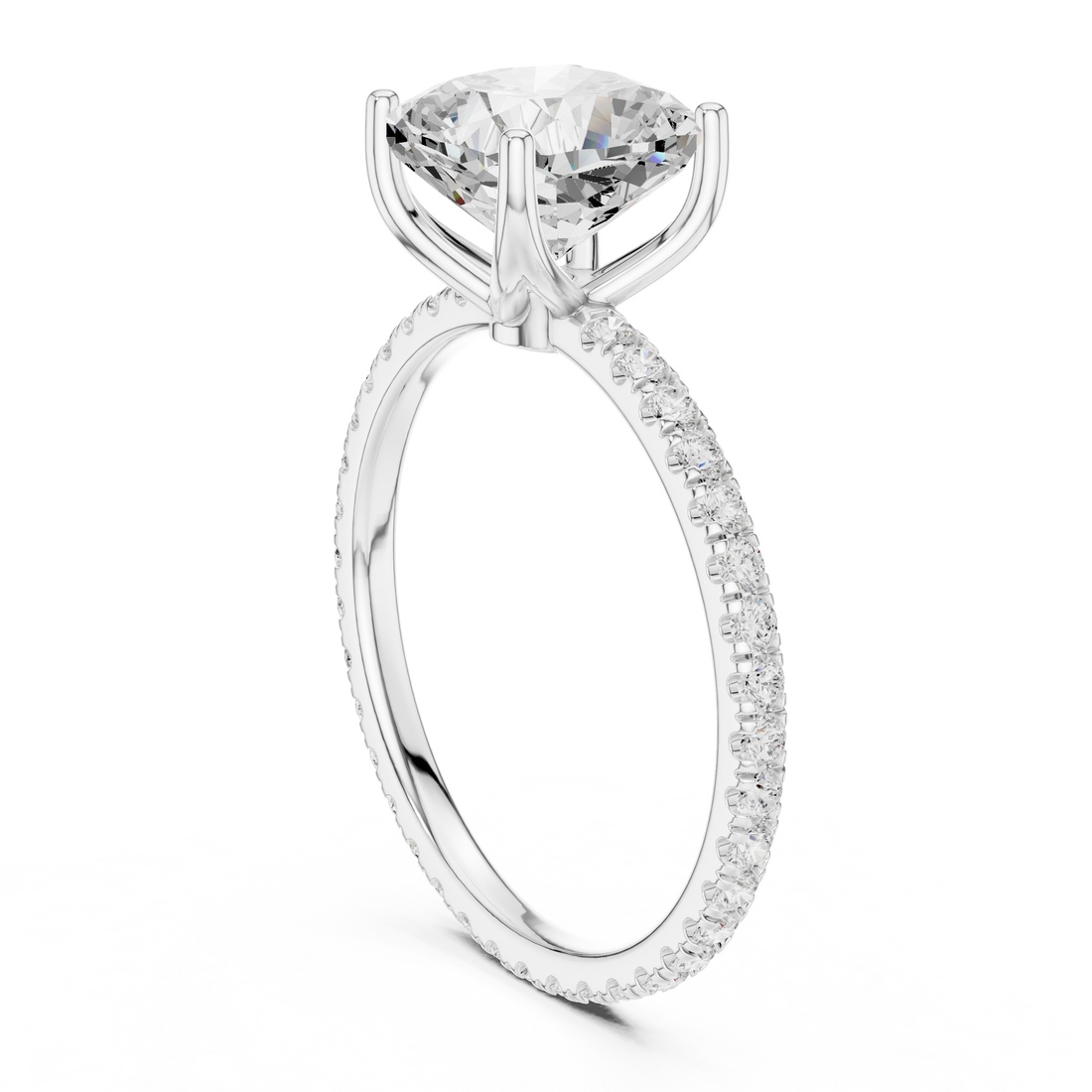 16 CUS - Solitaire Cushion Ring - White Gold