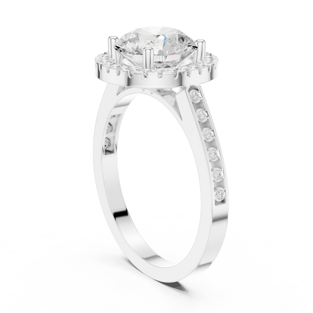 DDLR-349 - Halo Round Ring - White Gold