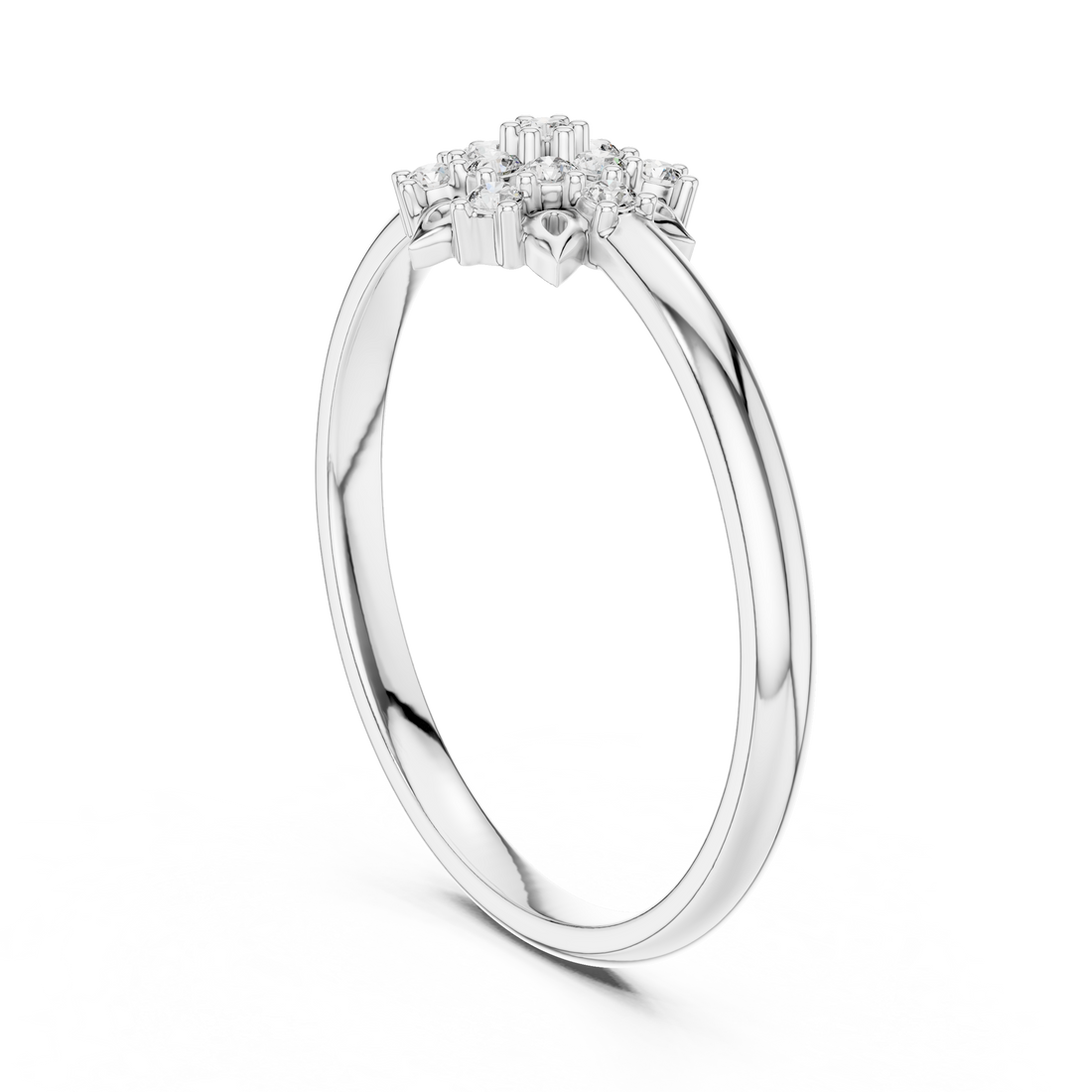 1 (448) - Fashion Round Ring - White Gold