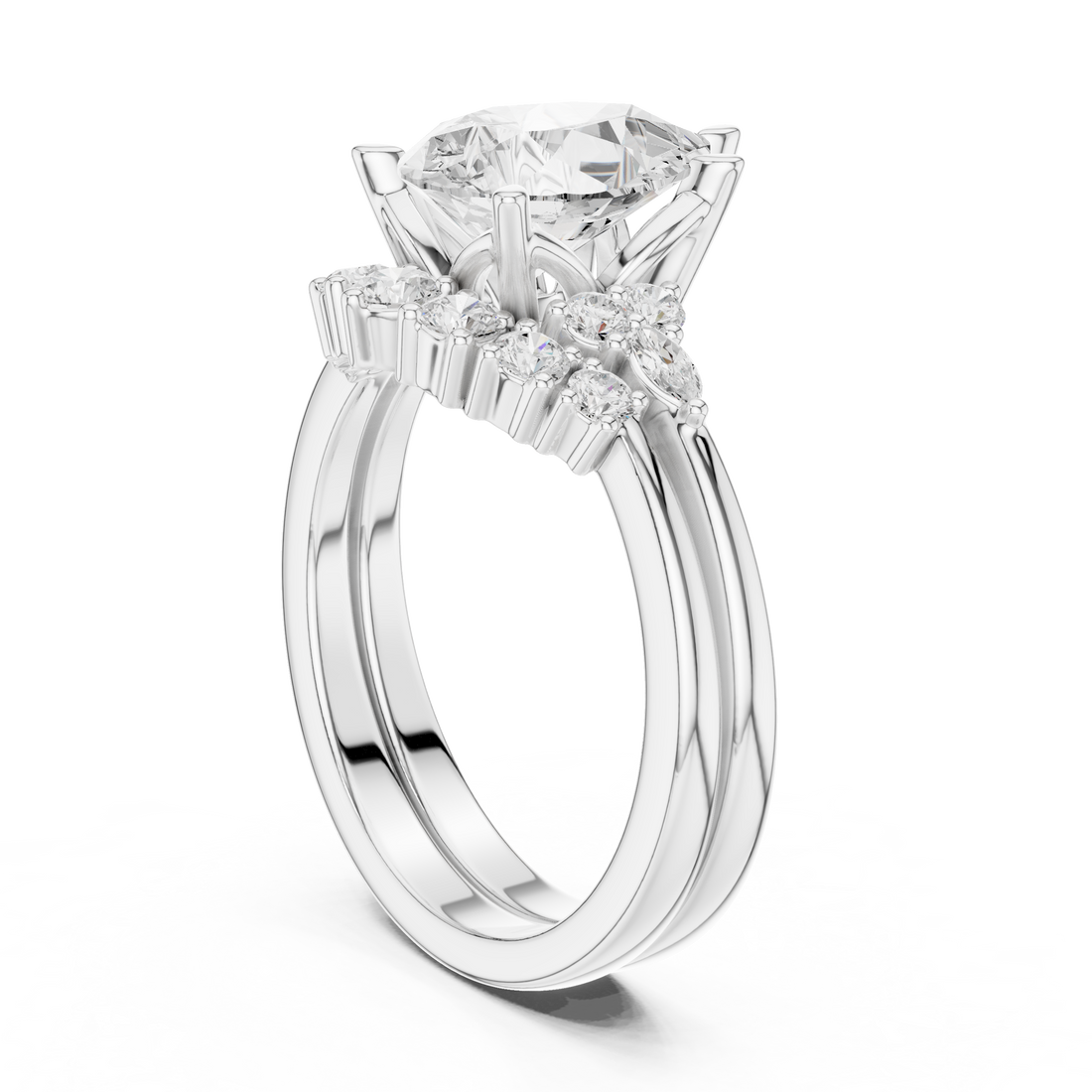 DDLR - 440 - PEAR - Halo Pear Ring - White Gold