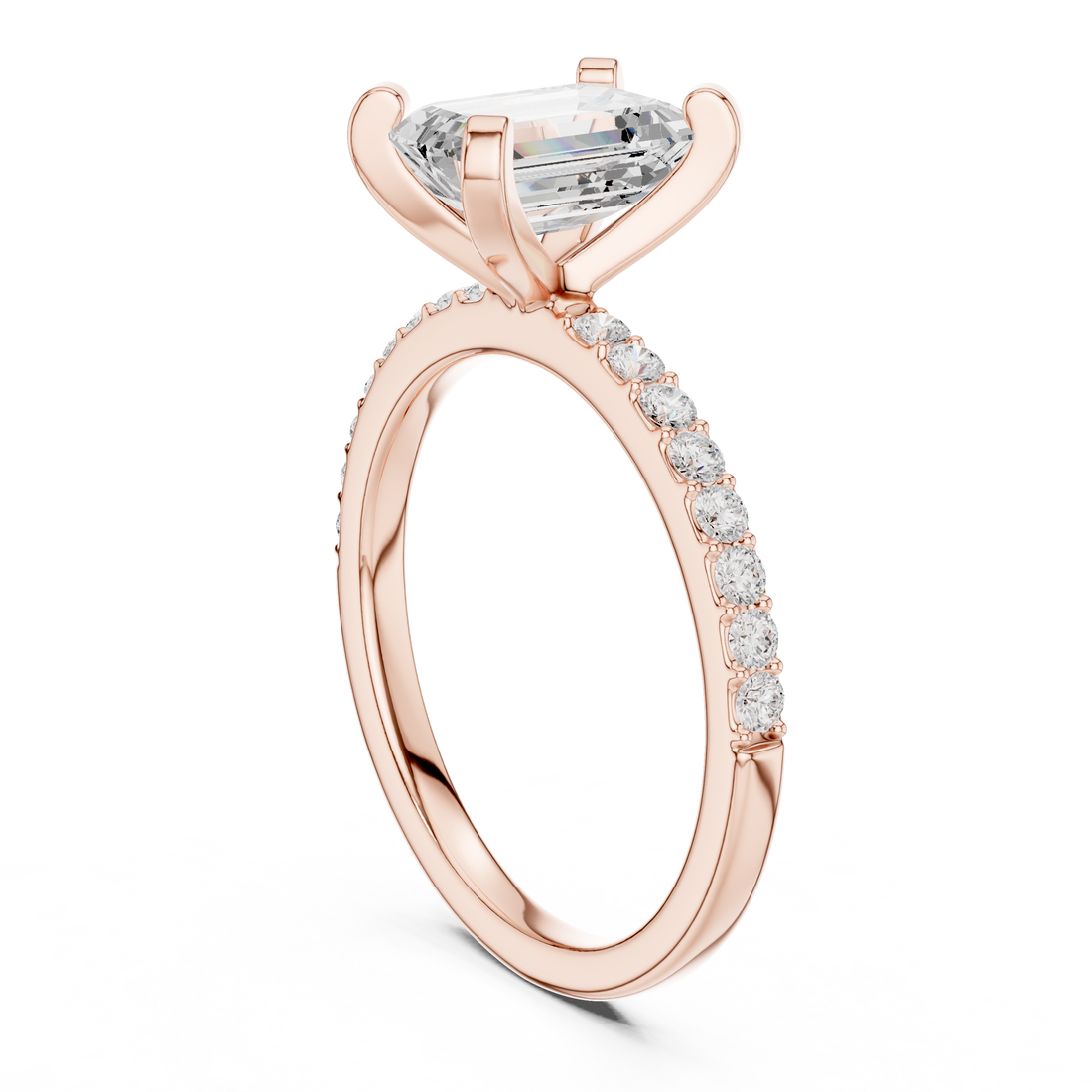 DDLR-040-R00697-EM - Solitaire Emerald Ring - White Gold
