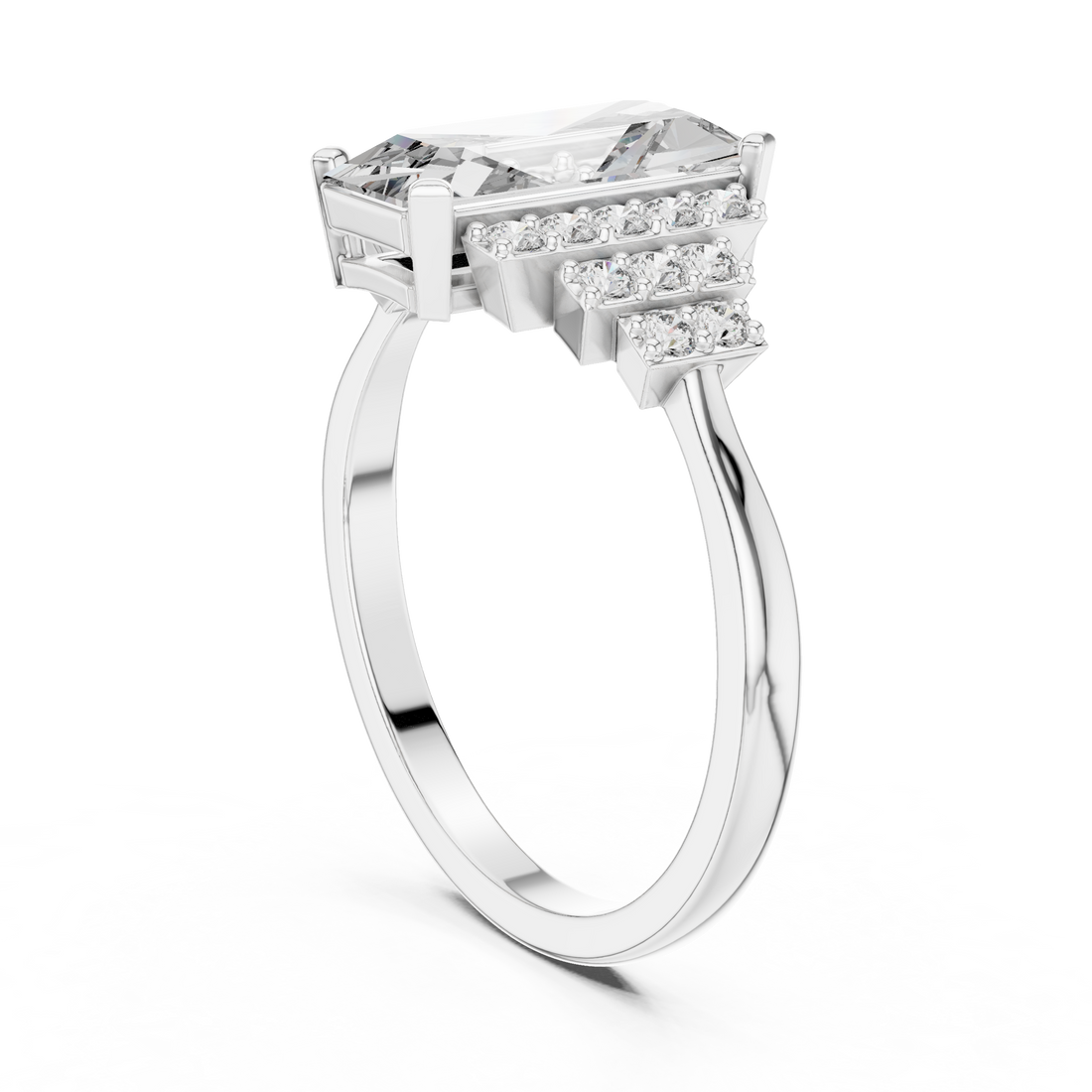 00001L (39) - Fashion Emerald Ring - White Gold