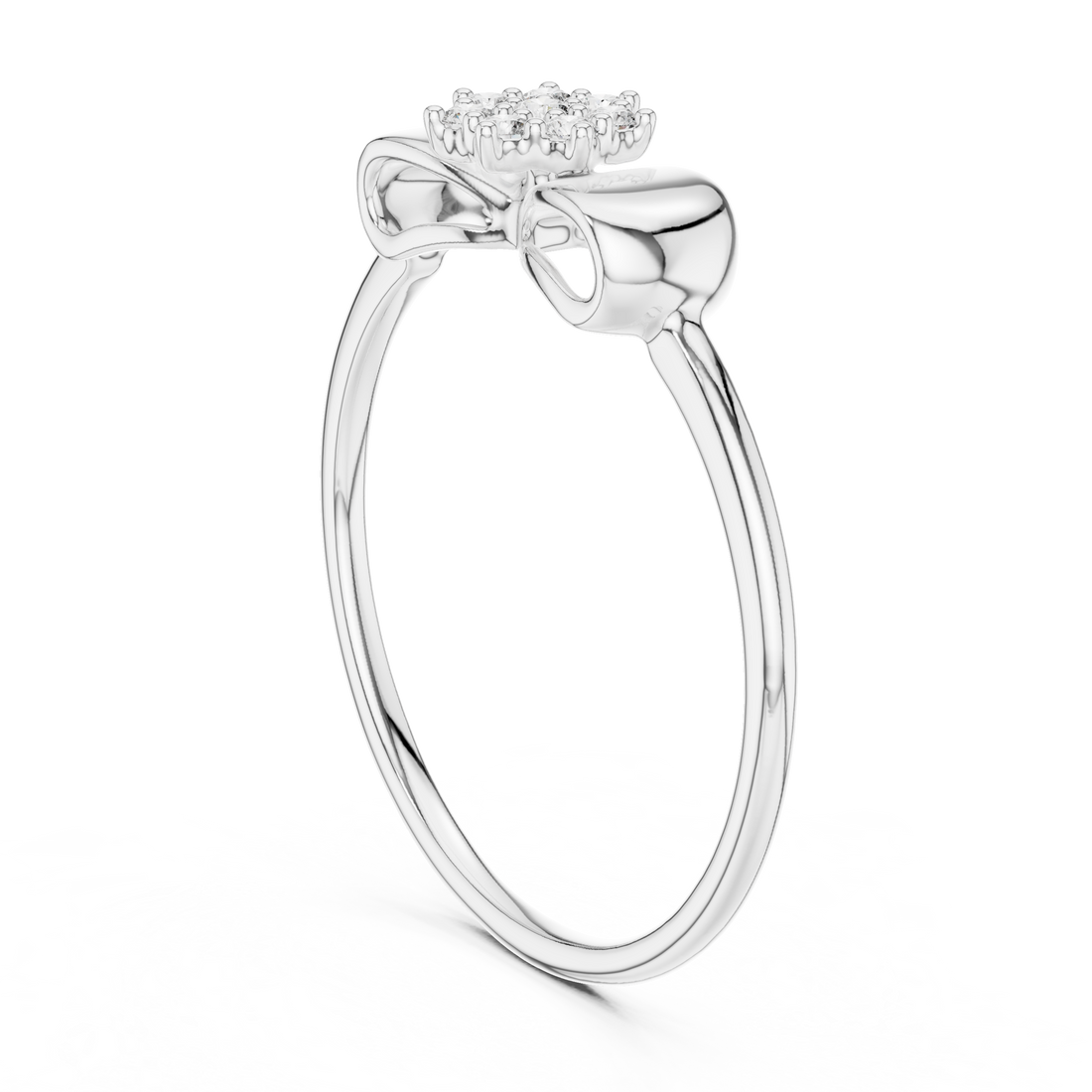 12#10036@L - Fashion Round Ring - White Gold