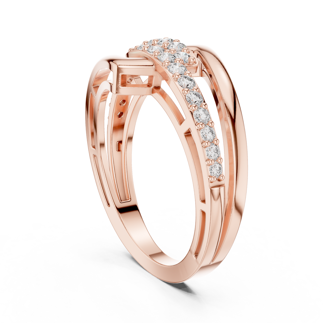 9#10064L - Bypass None Ring - White Gold